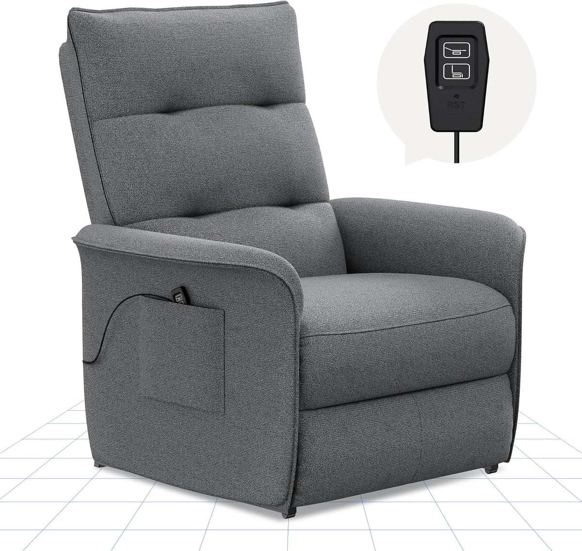 2026 Fauteuil relax électrique FLEXISPOT avec dossier réglable, inclinable de 105° à 155°, fauteuil inclinable, fauteuil relax ergonomique pour chambre, salon et home cinéma (gris foncé)