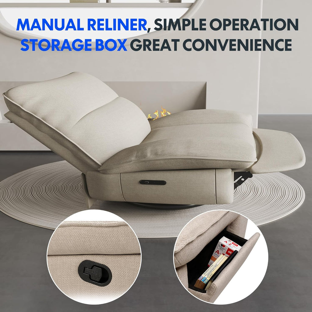 2026 Fauteuil inclinable FLEXISPOT XC6, canapé pivotant à bascule, fauteuil TV avec dossier réglable, fauteuil inclinable pour chambre, salon et home cinéma (beige)