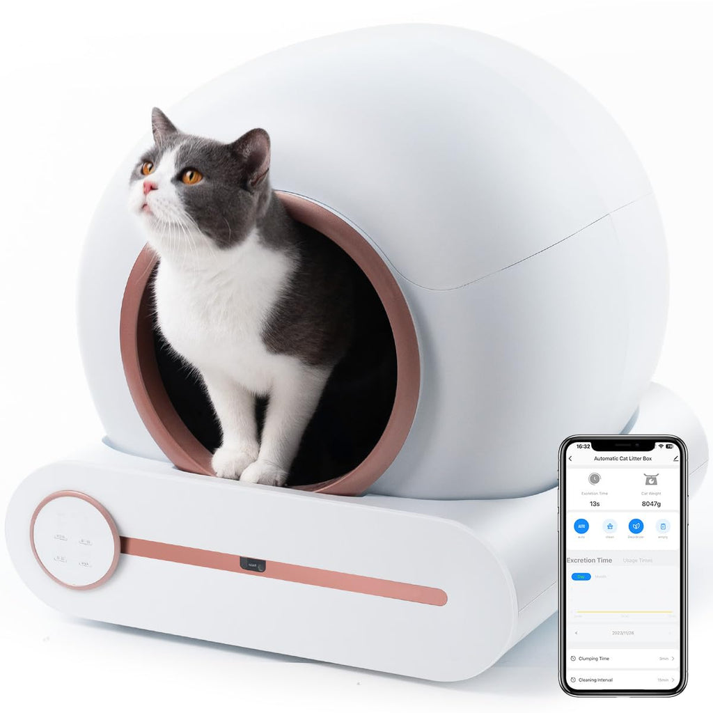 2026 Megonia Litière Autonettoyante Chat Automatique: 2.4GHz WiFi Con App Contrôle à Distance 65L Grande Capacité Anti-Pincement/Fuites/Odeur pour Famille