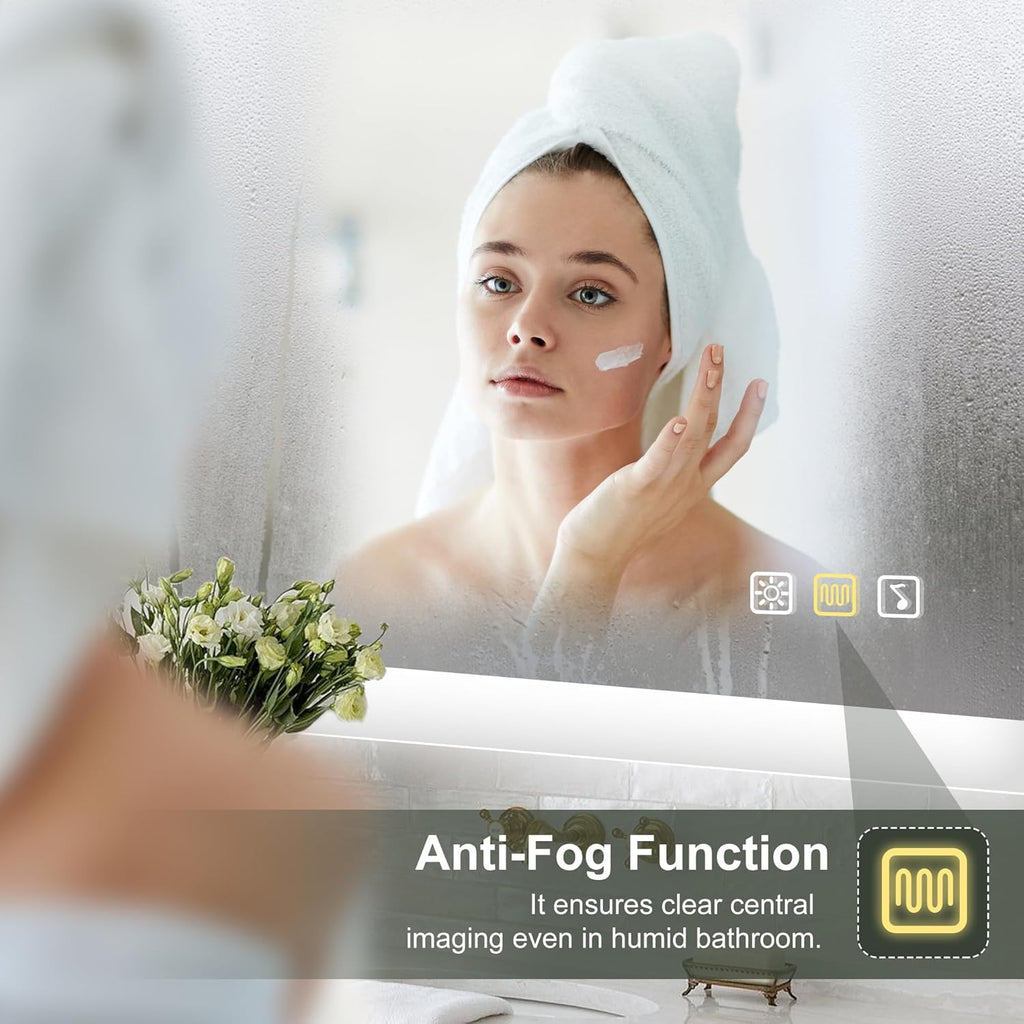 2026 Miroir de salle de bain S'bagno avec éclairage 1200 x 700 mm, IP44, LED, Bluetooth, antibuée, 3 couleurs de lumière (3 000 K, 4 000 K, 6 500 K), intensité variable, mémoire, vertical ou horizontal. Miroirs de salle de bain avec LED.