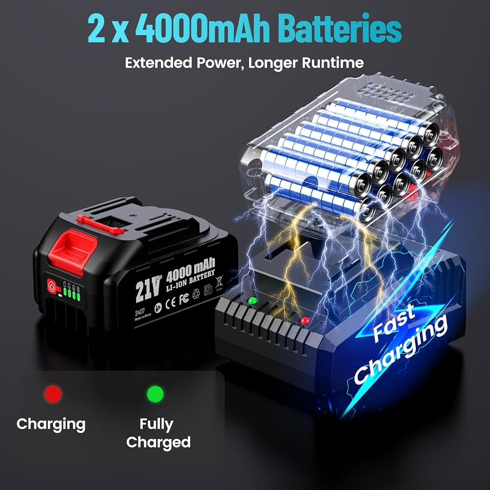 2026 Uaoaii Clé à Chocs sans fil Brushless 1000 Nm Boulonneuse à Choc Électrique Batterie 4000mAh Adaptateur Visseuse à Chocs 5 Douilles incluses Puissance et Facilité pour Boulonner et Déboulonner : Bricolage