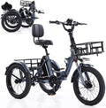2026 Vélo Cargo électrique 3 Roues 20 Pouces pour Adultes | 5 Vitesses | Panier De Rangement | Pneus Larges | Pliable | Facile à Monter | Charge Maximale : 200 kg Grey