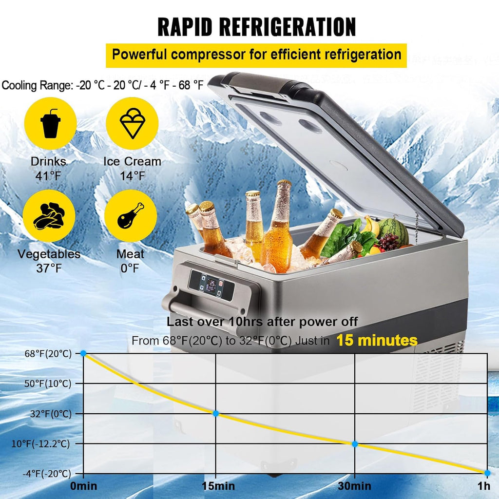 2026 VEVOR Frigorifero Portatile, 45 L Compressore Portatile, 60W Frigorifero per Auto, 27 x 14 x 18 Pollici, Congelatore Domestico da Viaggio Piccolo Congelatore per Auto