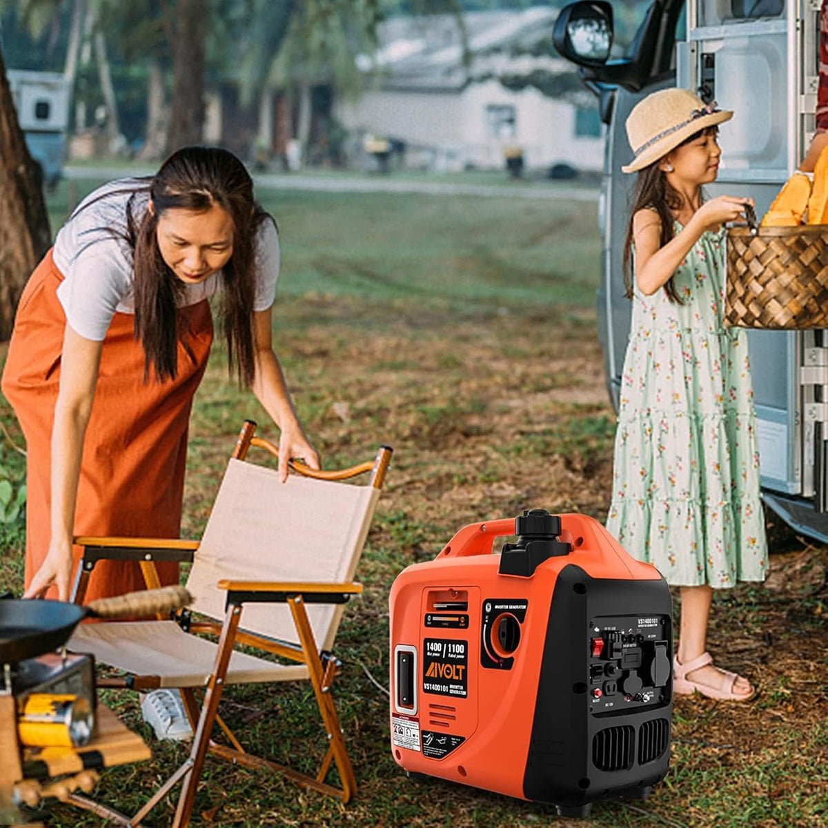 2026 AIVOLT Generatore Inverter 1400 Watt generatore di corrente silenziato gruppo elettrogeno emergenza a benzina silenzioso per campeggio, festival e uso domestico con 2 prese USB, 12V DC e 230 V AC