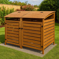 2026 Poubelle de rue en bois de pin marron avec double porte 120x80x120 cm