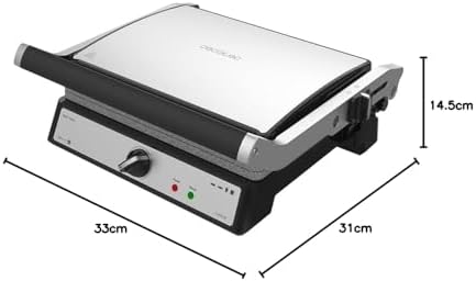 2026 Cecotec Grill électrique Rock’nGrill Smart. Système de réglage de la puissance, du temps et de la température de 2000 W, ouverture à 180 °, plaques amovibles allant au lave vaisselle : Cuisine et Maison