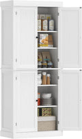 2026 HOMCOM Mobile Cucina Alto con 6 Ripiani e 2 Ante, Armadio Dispensa con Ripiani Regolabili in Legno, 76x40.5x184 cm, Bianco