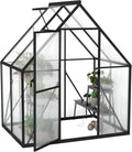 2026 Froadp serre de jardin en aluminium avec fondation, 125 × 180 × 195 cm, polycarbonate 4 mm, résistante aux intempéries, avec fenêtres(Noir/Transparent)
