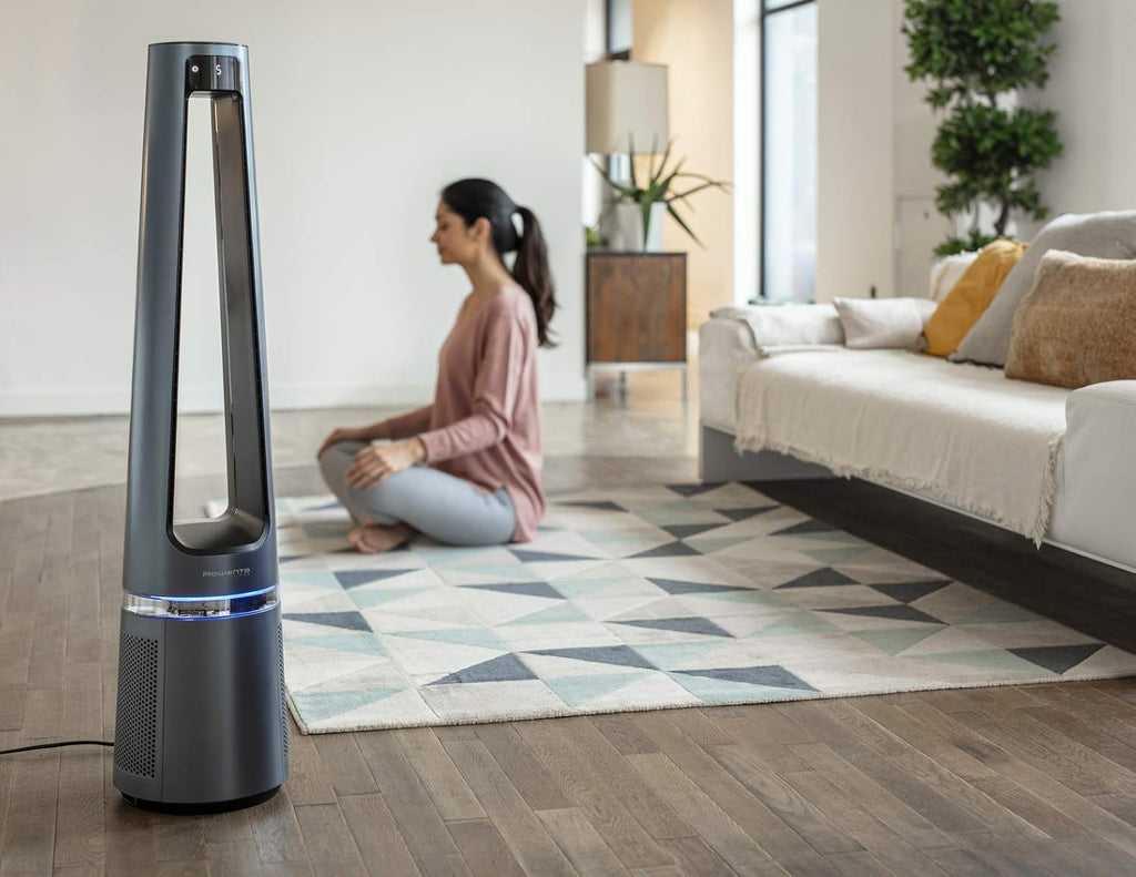 2026 Rowenta Eclipse 2-en-1 Ventilateur purificateur, Ventile et filtre l'air, Particules fines, 32 dB (A), Puissant, Oscillation, 12 vitesses, Minuteur, Départ différé QU5030F0