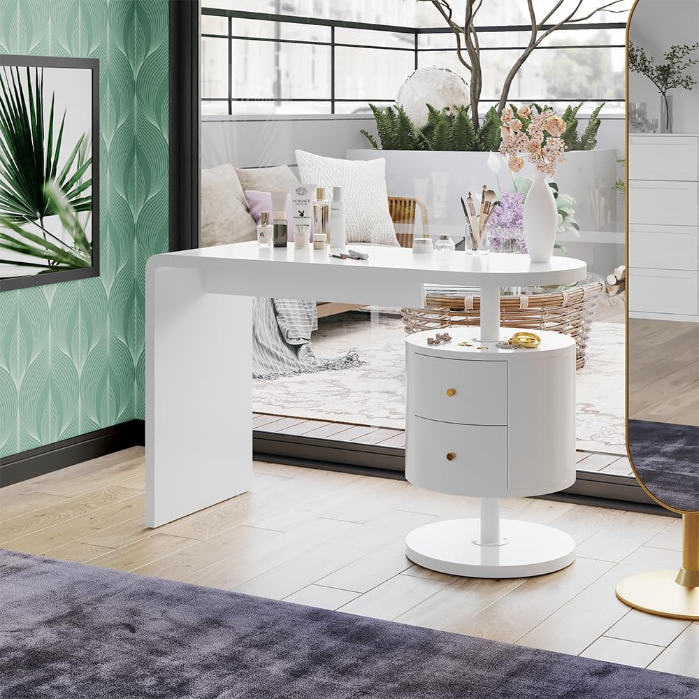 2026 Vicco Lara White Gloss Dressing Table 120cm with 2 Drawers
