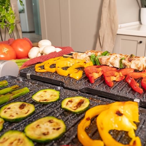 2026 Cecotec Grill électrique Rock’nGrill Smart. Système de réglage de la puissance, du temps et de la température de 2000 W, ouverture à 180 °, plaques amovibles allant au lave vaisselle : Cuisine et Maison
