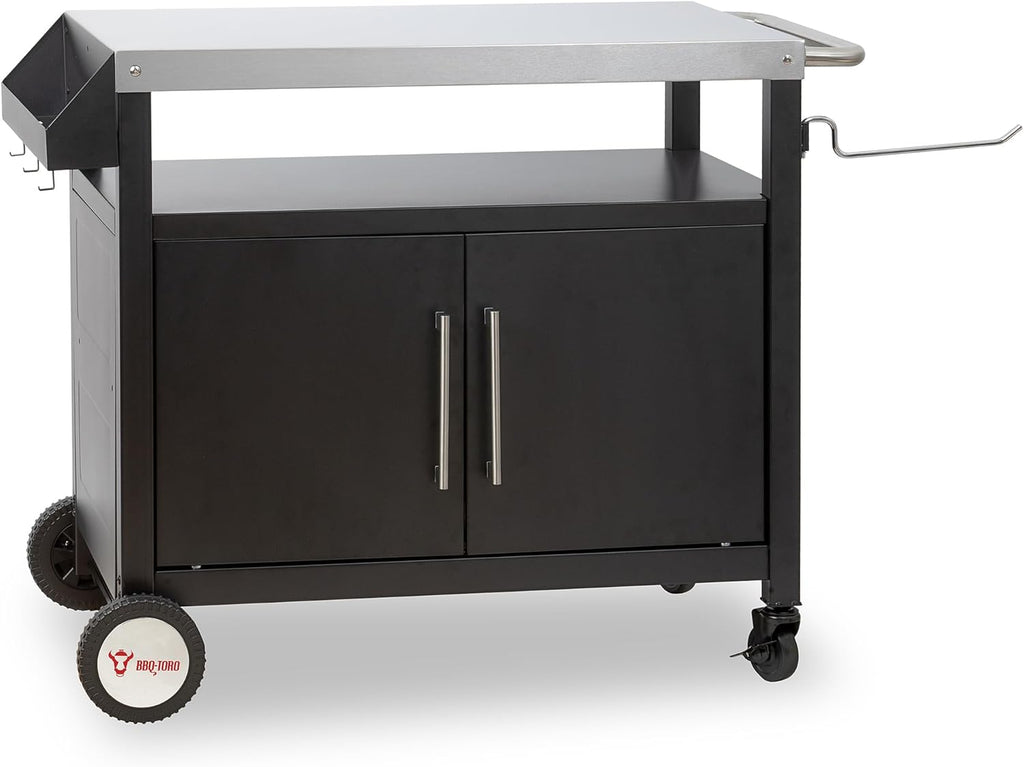 2026 Carrello per barbecue BBQ-Toro 103,5 x 59 x 81 cm | argento/nero | Tavolo per barbecue con ampio piano di lavoro | Tavolo per barbecue outdoor, carrello per servire, carrello da giardino all'aperto