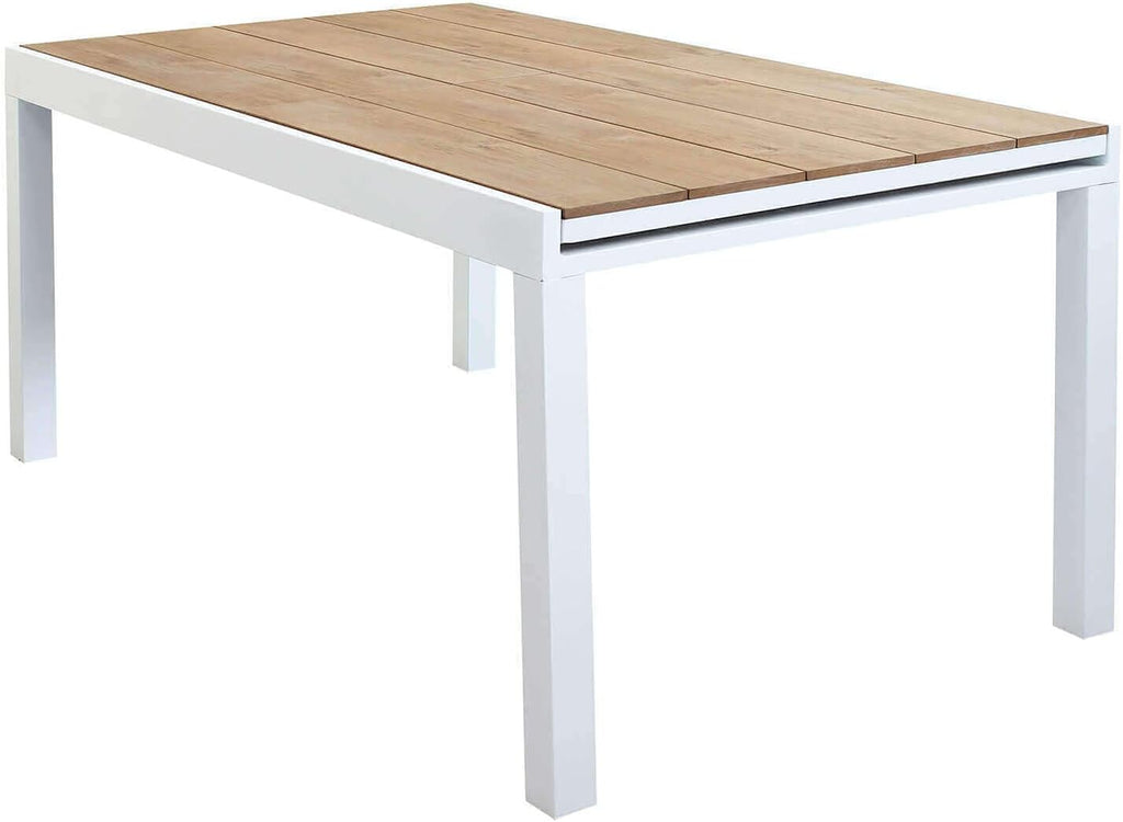 2026 MilaniHome.it - Table Set 200/300 x 100 cm, Aluminium Frame Including 10 Seats, White, Brown