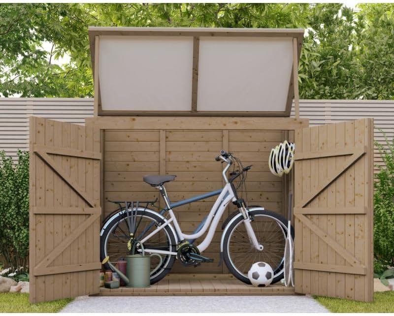 2026 Coffre de Jardin en Bois Massif Traité 28mm 2000L | Rangement Extérieur Robuste Marron avec Plancher | Toit Polyéthylène Ouvrant, Étanche et Durable