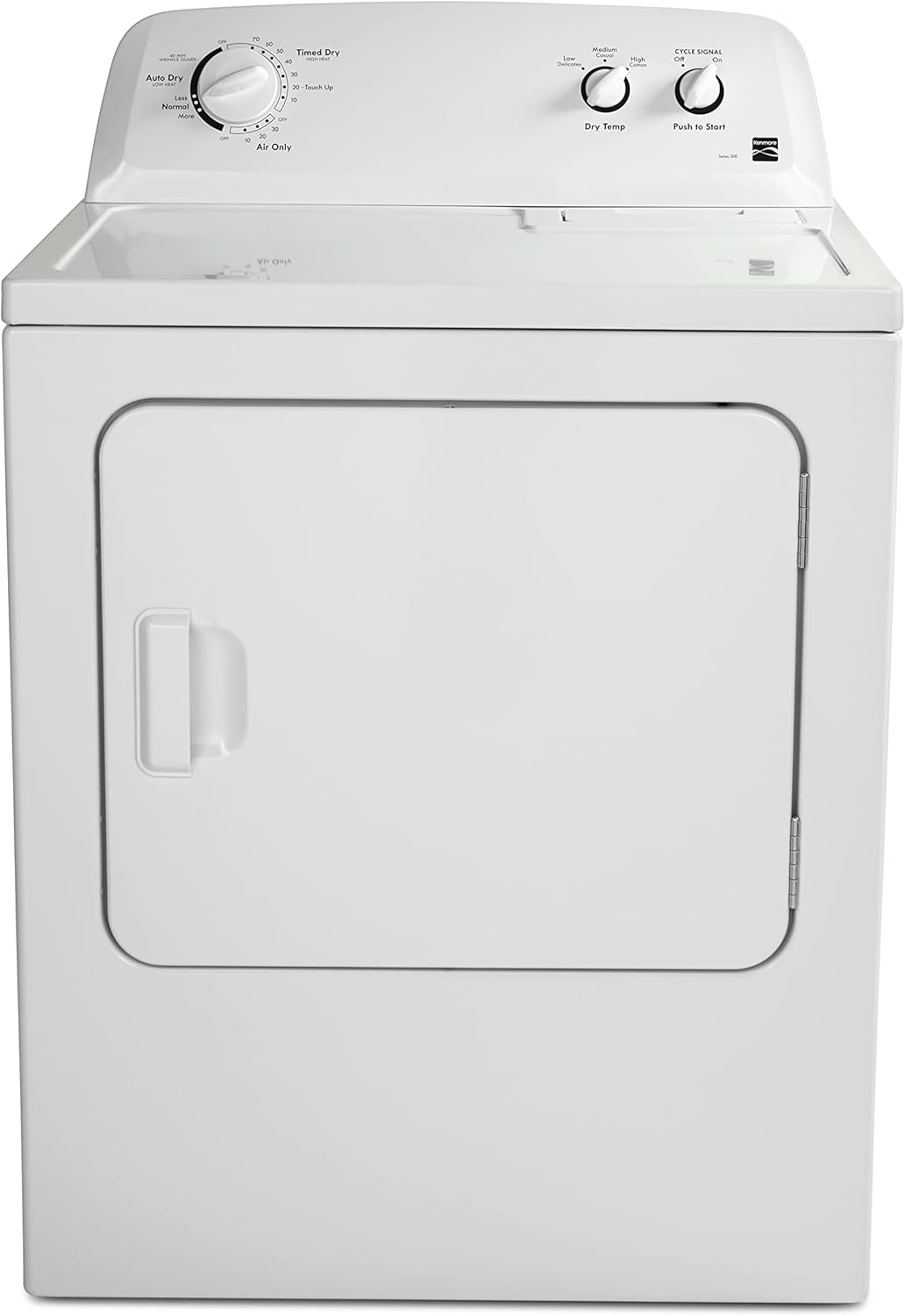 2026 Sèche-linge électrique Kenmore à chargement frontal de 74 cm (29 po) avec protection anti-froissage et capacité totale de 198 litres (7 pi³), blanc
