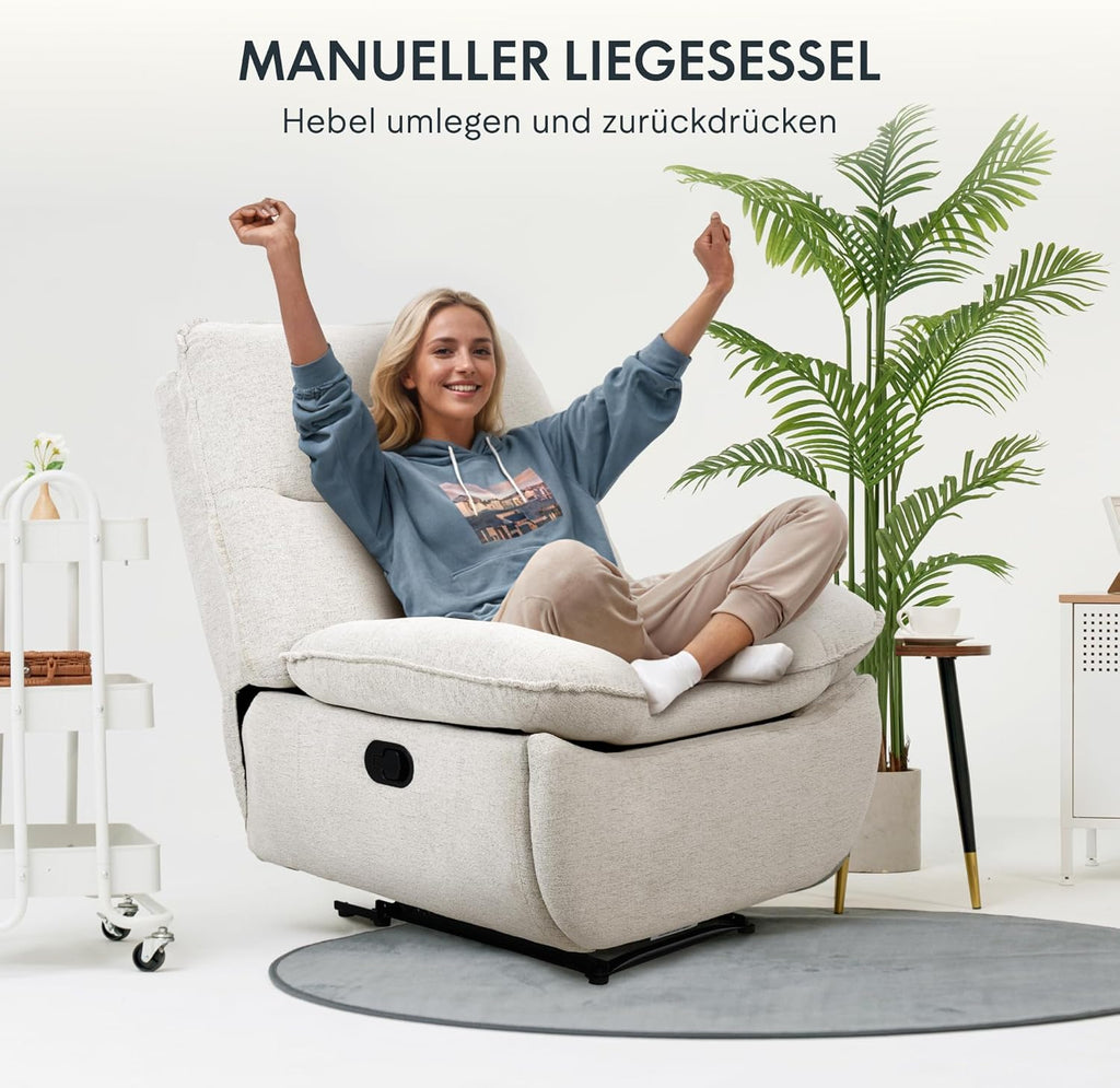 2026 Fauteuil inclinable FLEXISPOT XC6, canapé pivotant à bascule, fauteuil TV avec dossier réglable, fauteuil inclinable pour chambre, salon et home cinéma (beige)