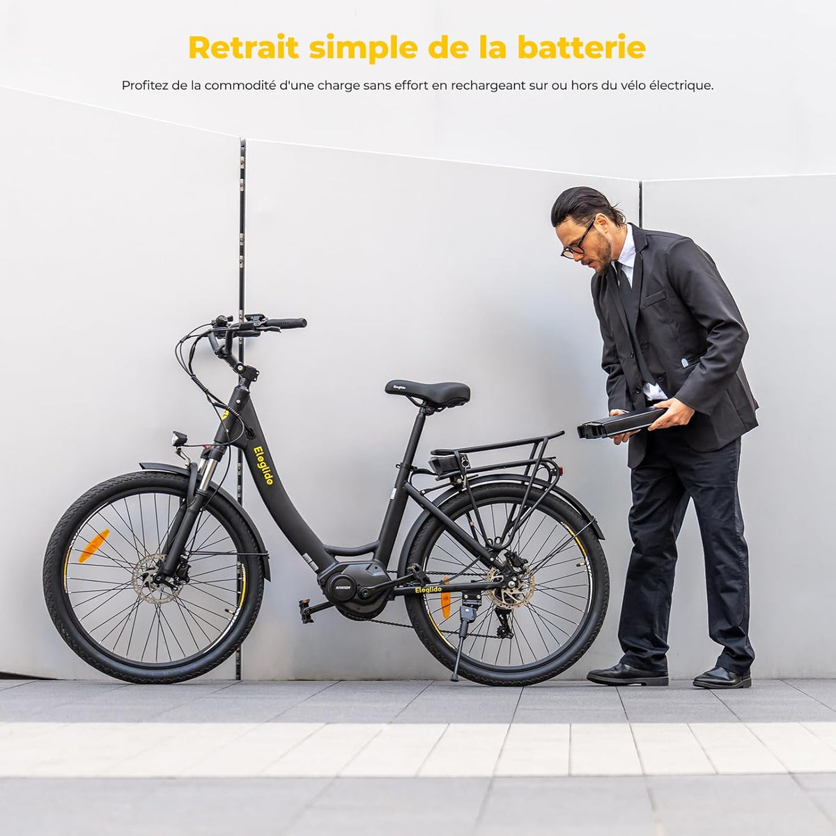 2026 Eleglide C2 Vélo Électrique Adulte, 100Km Autonomie, Batterie Amovible, Freins Hydrauliques, Suspension Avant, 7 Vitesses, Vélo électrique à Moteur Central, Confortable pour Ville/Trekking