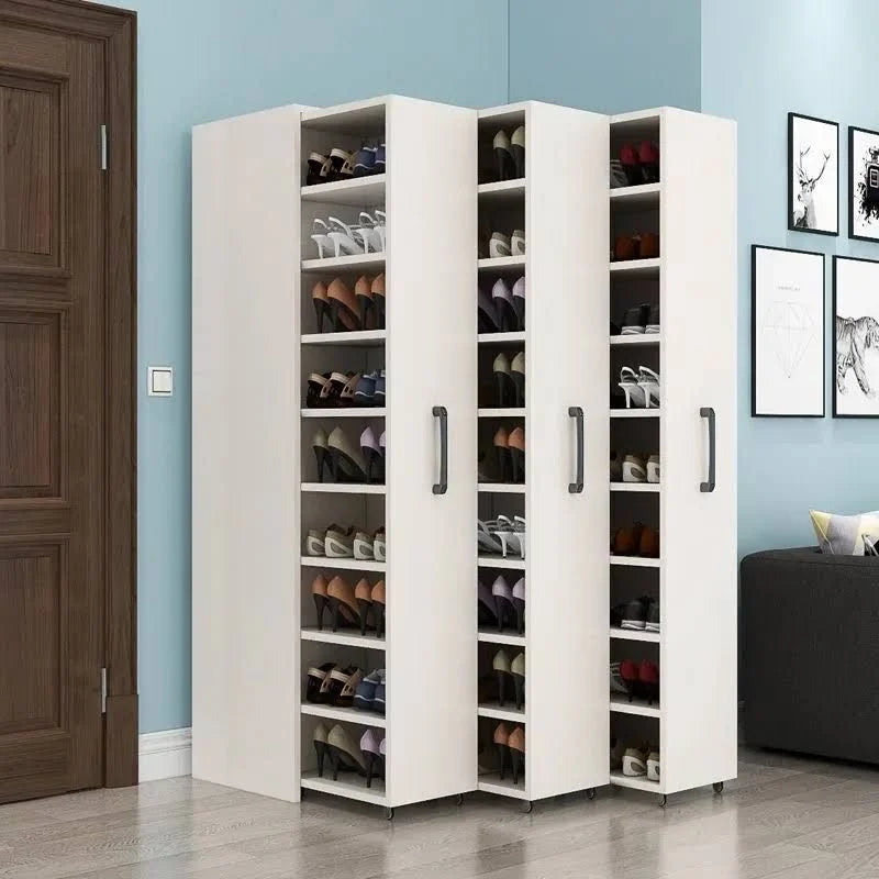 2026 Armoire à Chaussures Coulissante Anti-Poussière de Grande Capacité, Tiroir Latéral à Roues,(Blanc)