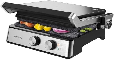 2026 Cecotec Grill électrique Rock’nGrill Smart. Système de réglage de la puissance, du temps et de la température de 2000 W, ouverture à 180 °, plaques amovibles allant au lave vaisselle : Cuisine et Maison