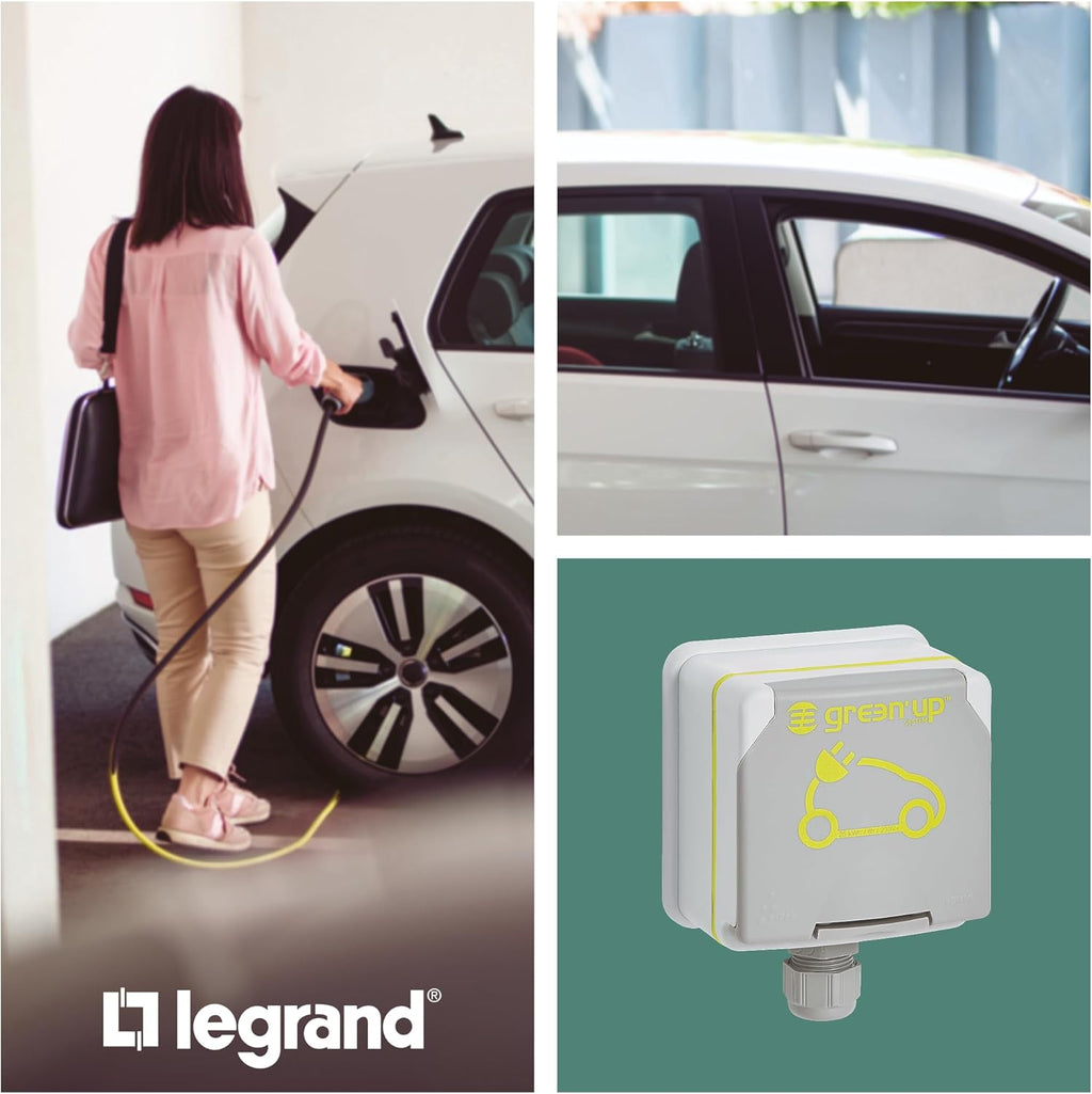2026 LEGRAND | Green'UP ACCESS, Prise et Cordon de Repiquage, Recharge Sécurisée Jusqu'à 3,7 kW, Charge Accélérée x2 Pour Véhicules Électriques Compatibles, Installation Intérieure/Extérieure
