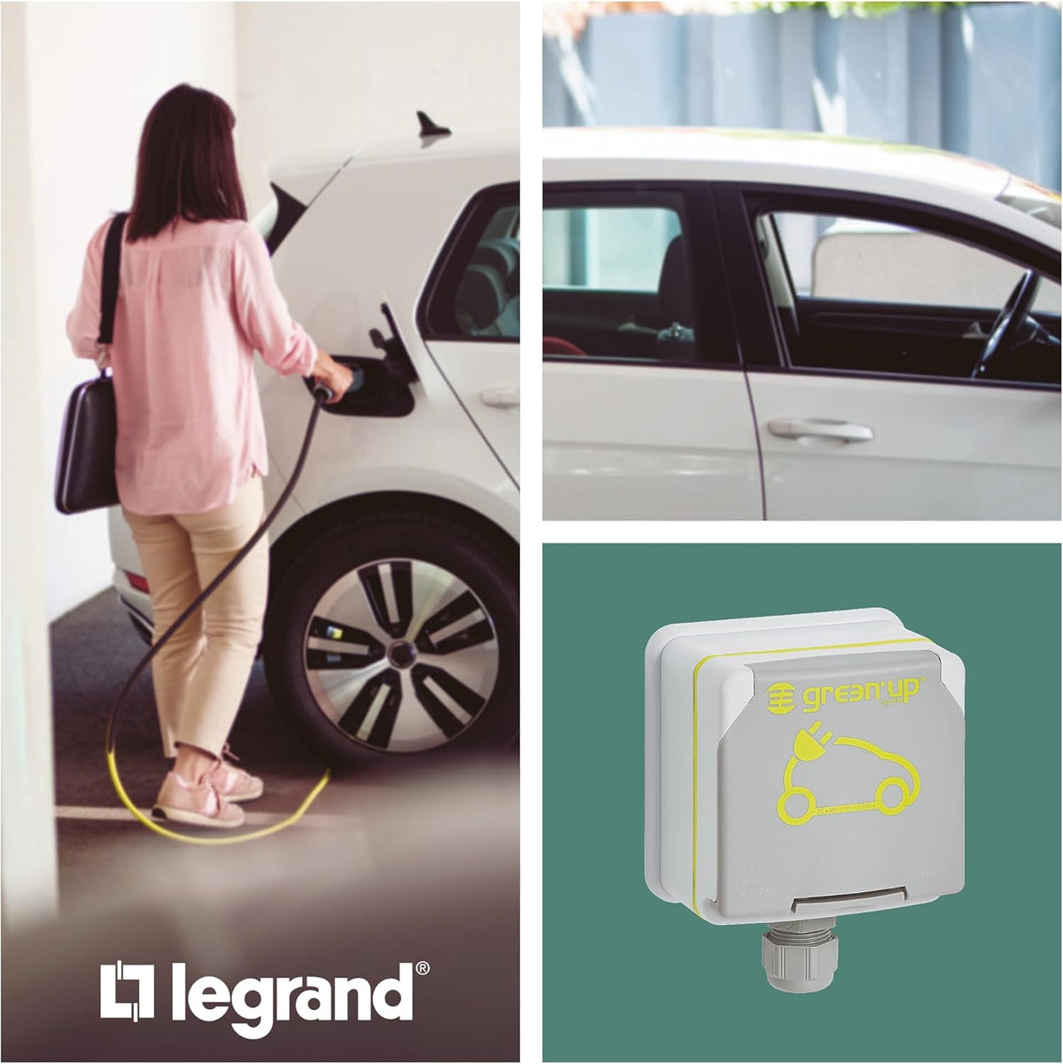 2026 LEGRAND | Green'UP ACCESS, Prise et Cordon de Repiquage, Recharge Sécurisée Jusqu'à 3,7 kW, Charge Accélérée x2 Pour Véhicules Électriques Compatibles, Installation Intérieure/Extérieure