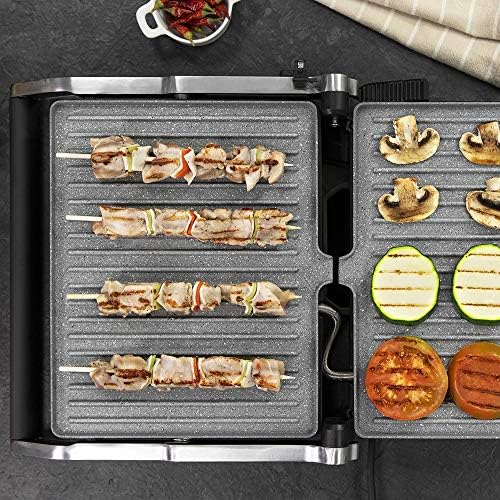 2026 Cecotec Grill électrique Rock’nGrill Smart. Système de réglage de la puissance, du temps et de la température de 2000 W, ouverture à 180 °, plaques amovibles allant au lave vaisselle : Cuisine et Maison