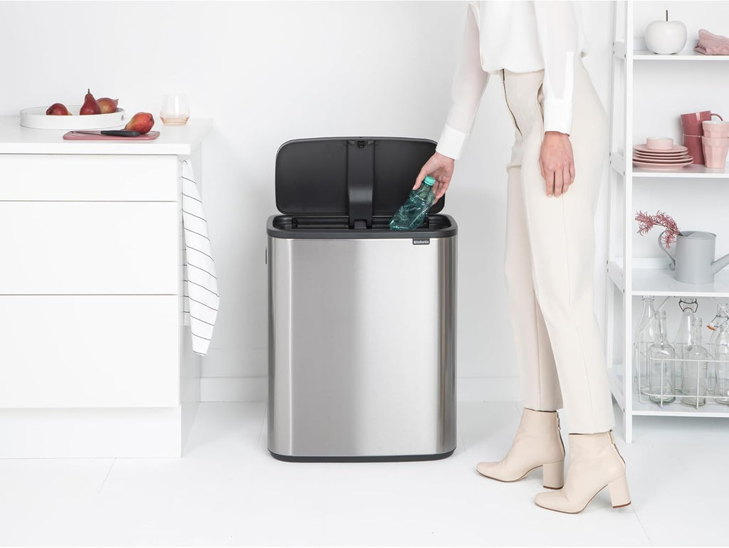 2026 Poubelle Brabantia, acier mat, anti-traces de doigts, 2 x 30 L