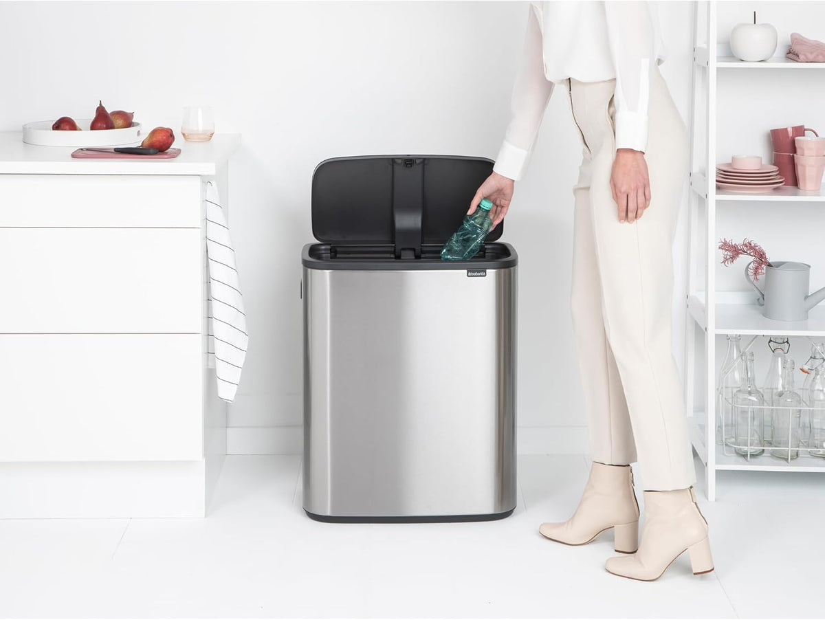 2026 Poubelle Brabantia, acier mat, anti-traces de doigts, 2 x 30 L
