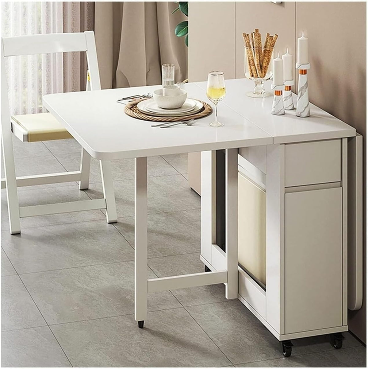2026 Set da pranzo per 4 persone allungabile in legno massello tavolo pieghevole e sedie mobili da cucina e soggiorno salvaspazio tavolo da pranzo a 4 posti