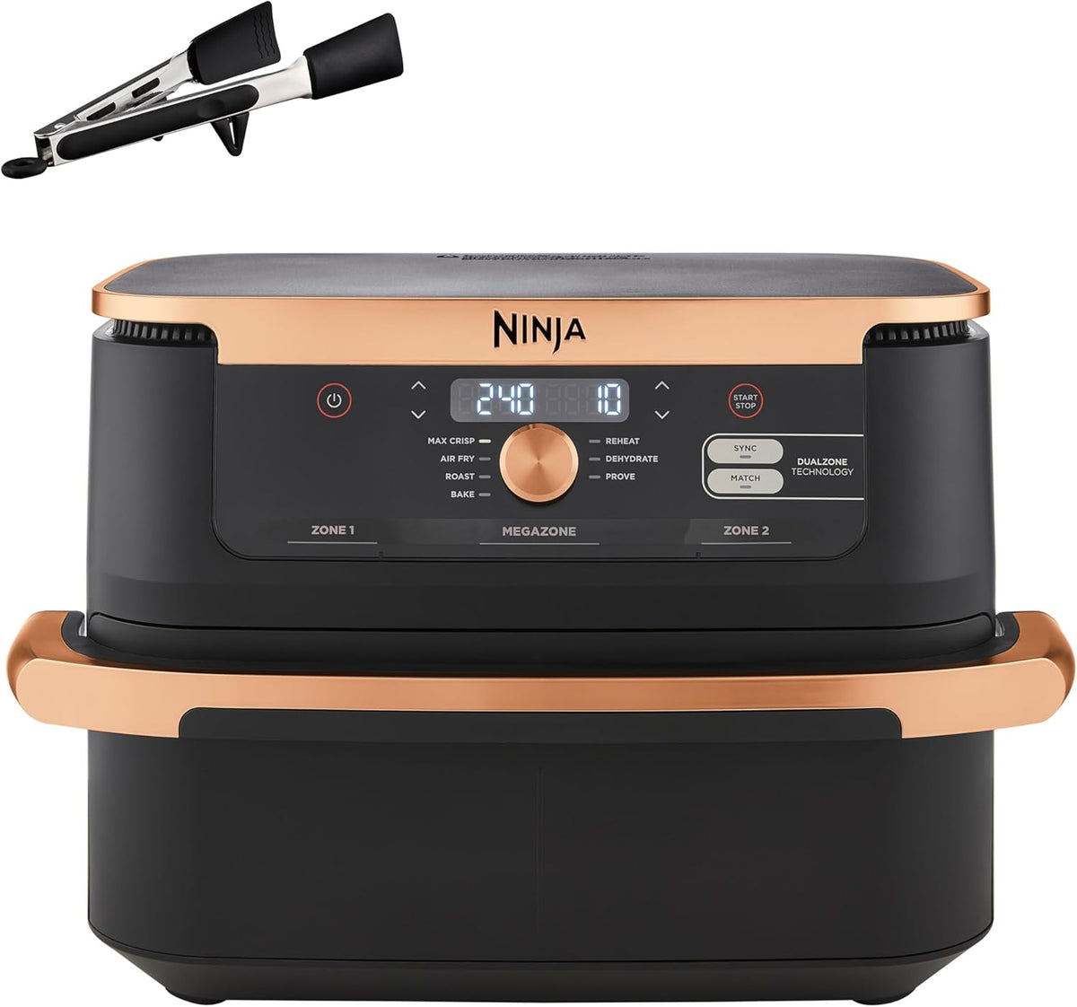 2026 Ninja Foodi FlexDrawer, Friggitrice ad Aria, Doppia Zona, Separatore Rimovibile, Cassetto da 10.4L, 7 in 1, Componenti Antiaderenti Lavabili in Lavastoviglie, Nero/Rame, AF500EUCP
