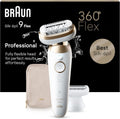 2026 Braun Epilateur Electrique Pour Femmes Silk-épil 9 9-041 3D, Tête Flexible 360°, Etanche, Sans Fil, Kit D’Epilation Avec Tête De Rasoir, Sabot Tondeuse, Rouleaux Massage, Pour Tondre Et Raser