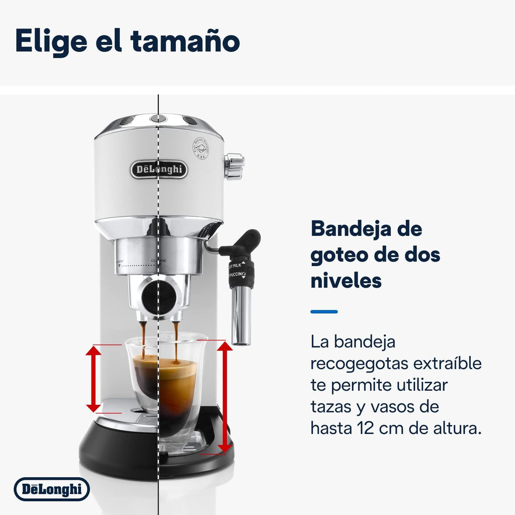 2026 De'Longhi Dedica – Cafetière à pompe en acier inoxydable pour café moulu ou individuel, expresso et cappuccino, réservoir de 1,3 litre, système anti-goutte, modèle EC685.M, couleur métal