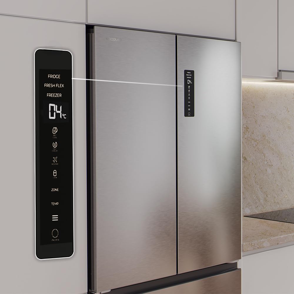 2026 Cecotec Réfrigérateur Porte Française de 4 Portes Semi-Intégrable 458L Total No Frost Bolero CoolMarket F2D 458 SBI Inox E, Hauteur 189 cm et 83 cm La