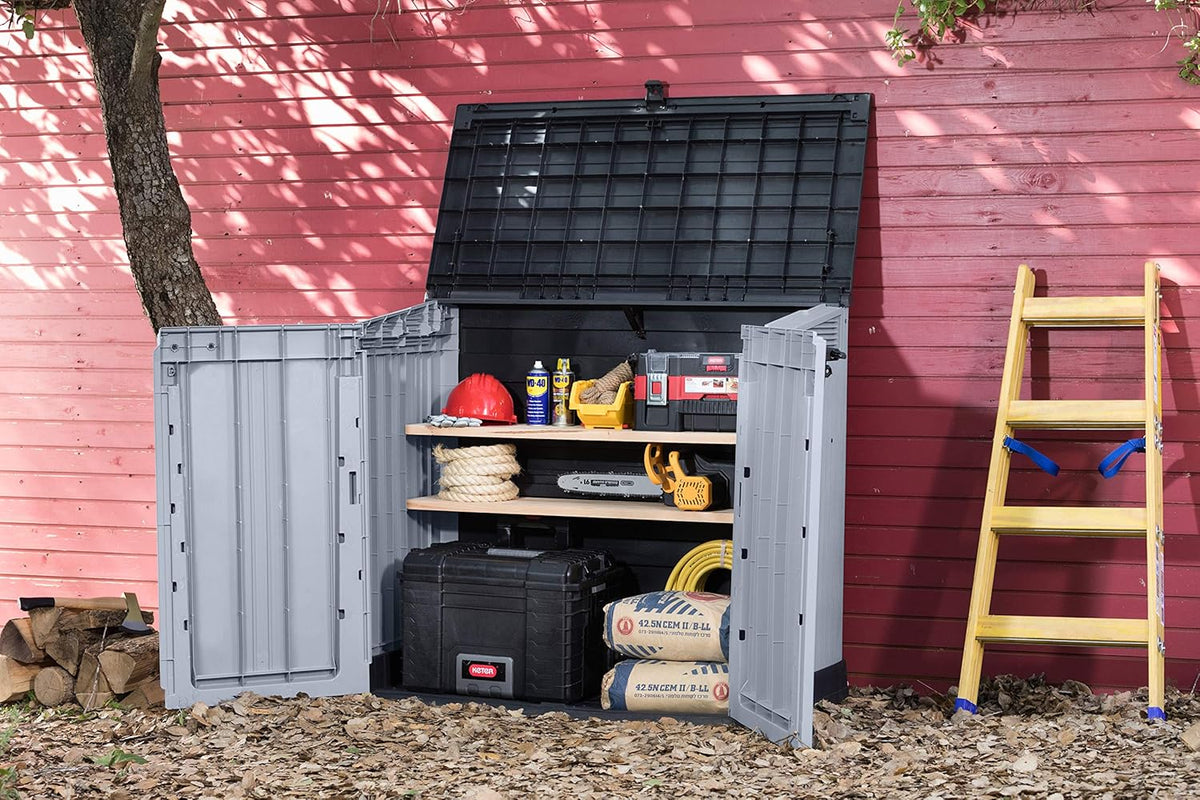 2026 Keter 249317 Store it Out Nova Abri de jardin extérieur 132 x 71,5 x 113,5 cm, gris clair avec couvercle gris foncé