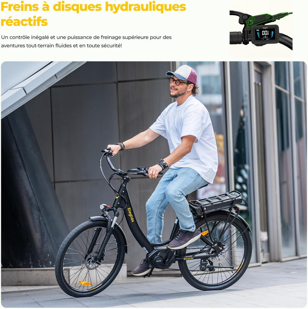 2026 Eleglide C2 Vélo Électrique Adulte, 100Km Autonomie, Batterie Amovible, Freins Hydrauliques, Suspension Avant, 7 Vitesses, Vélo électrique à Moteur Central, Confortable pour Ville/Trekking