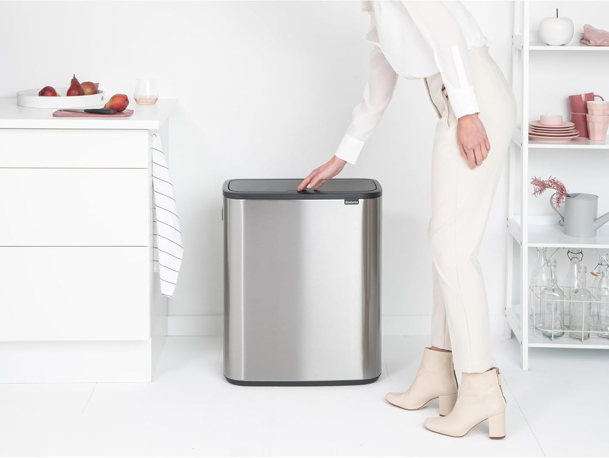 2026 Poubelle Brabantia, acier mat, anti-traces de doigts, 2 x 30 L