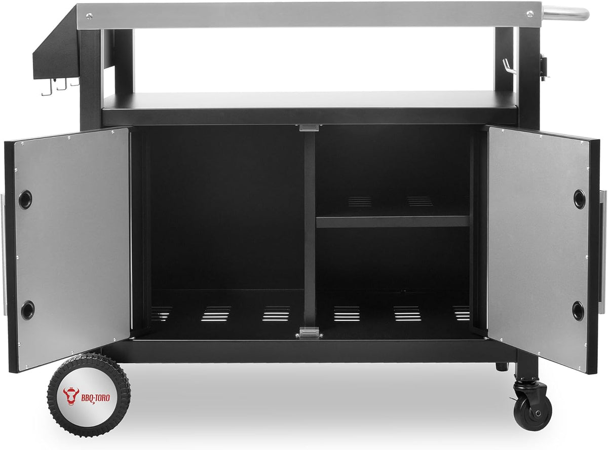2026 Carrello per barbecue BBQ-Toro 103,5 x 59 x 81 cm | argento/nero | Tavolo per barbecue con ampio piano di lavoro | Tavolo per barbecue outdoor, carrello per servire, carrello da giardino all'aperto