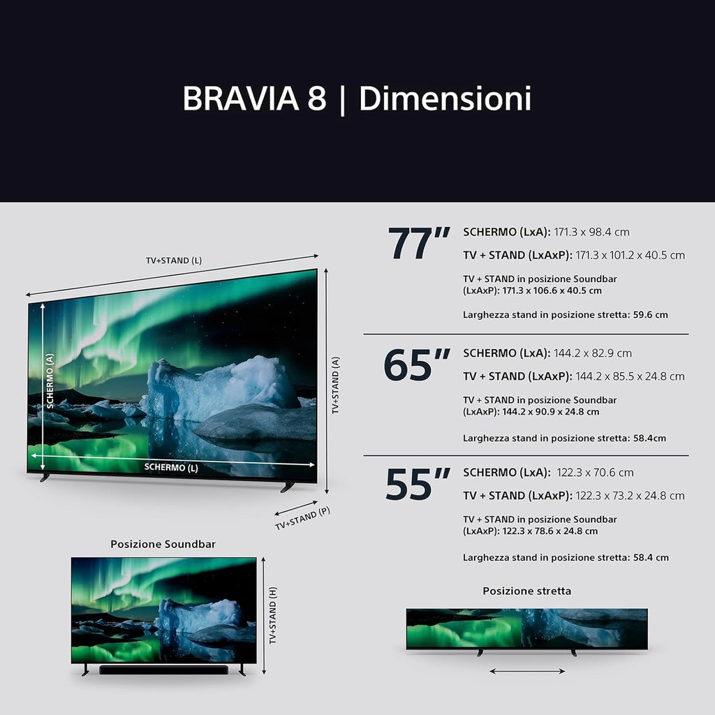 2026 BRAVIA 8 OLED 55 Pollici 4K HDR Google Smart TV | Gaming Menu per , IMAX Enhanced, Dolby Vision Atmos, Chromecast, AirPlay, 120Hz 55XR80