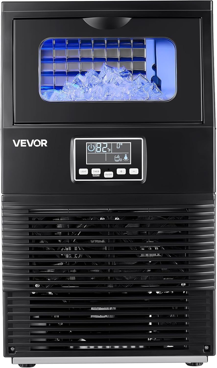 2026 VEVOR Machine à Glaçons Commerciale 36 kg/24 h, Appareil de Préparation de Glaçons avec Capacité de Stockage de 5 kg, 32 Cubes par Cycle, avec Écran LED et Nettoyage Automatique, Restaurant Bar