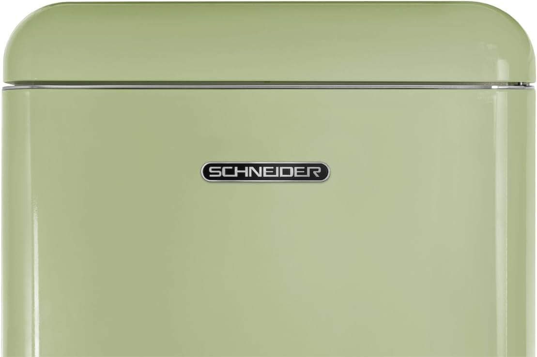 2026 SCHNEIDER SCDD208VVA, Réfrigérateur 2 portes, 211L (172+39), Froid statique, Dégivrage automatique, 3 clayettes verre, Thermostat réglables, Pieds réglables,Vert amande