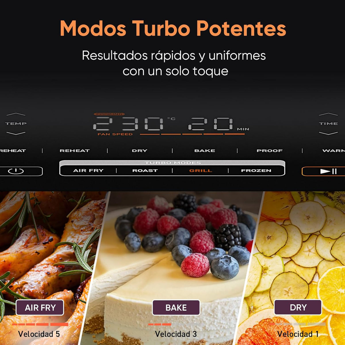 2026 Friteuse à air chaud Cosori Turbo Blaze 6L, intérieur en métal véritable, moteur CC exclusif, 46 % plus rapide, température de 30 °C à 230 °C, idéale pour rôtir les viandes, programmes de cuisson complets, silencieuse (27 dB).