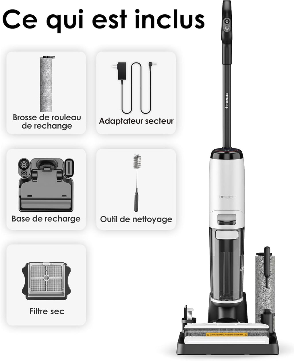 2026 Tineco Floor One S7 Steam Nettoyeur de Sols sans-Fil Balai Vapeur pour Saletés Collantes sur Sols Durs avec Écran Auto-Nettoyage Nettoyage des Bords Autopropulsion Parfait pour Enfants/Animaux