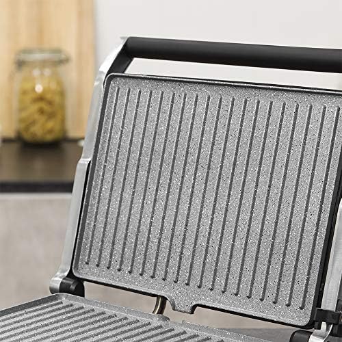 2026 Cecotec Grill électrique Rock’nGrill Smart. Système de réglage de la puissance, du temps et de la température de 2000 W, ouverture à 180 °, plaques amovibles allant au lave vaisselle : Cuisine et Maison