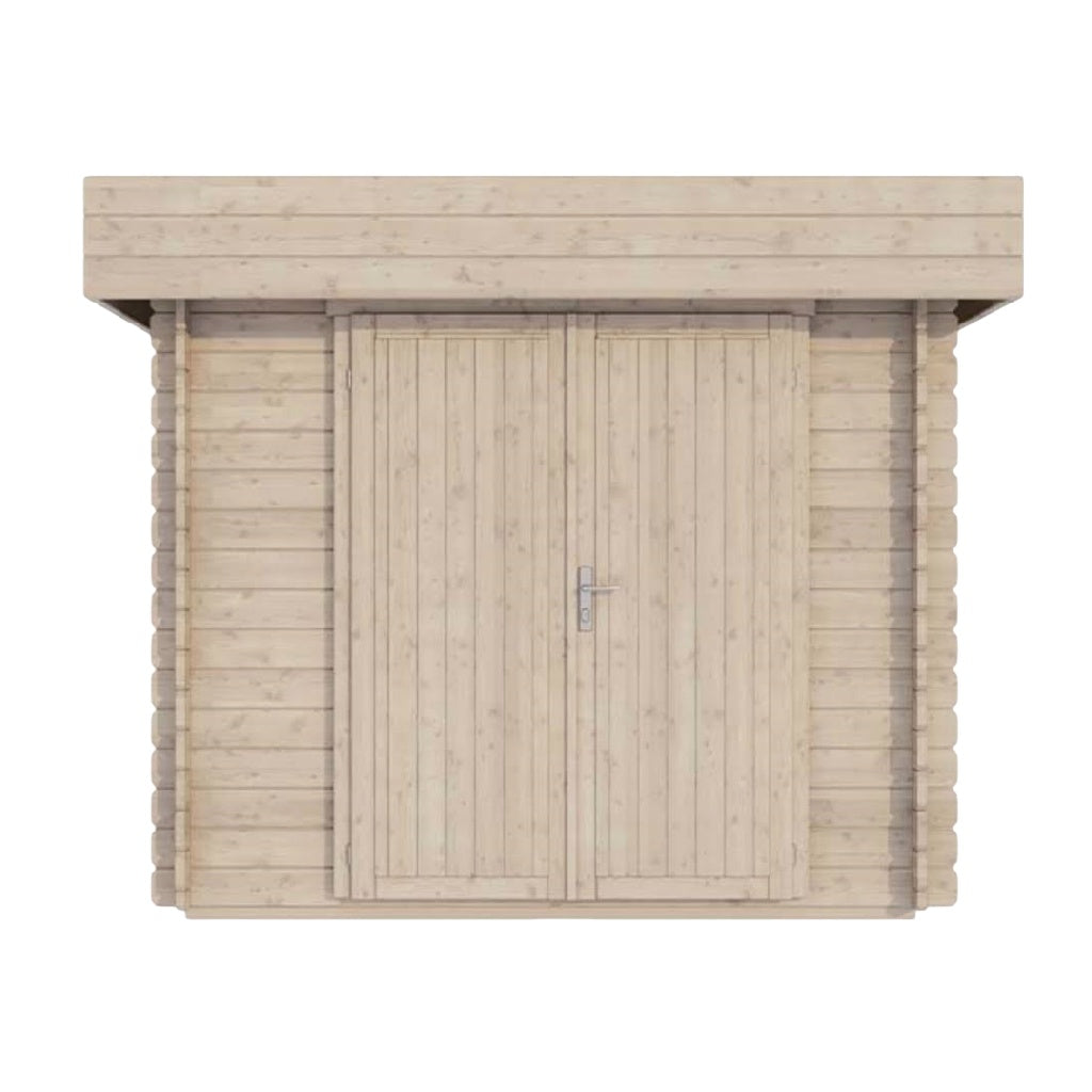 2026 Abri de jardin en bois massif 3 × 2,5 m avec toit plat – cabane de rangement extérieure à double porte