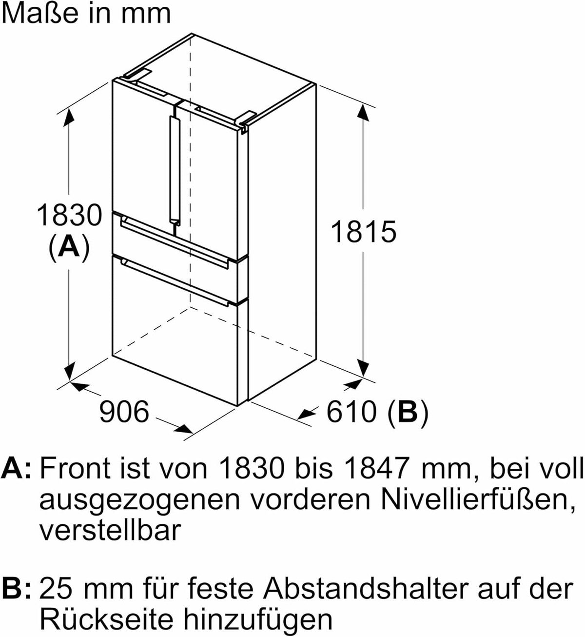 2026 SIEMENS KF96NVPEA iQ300 Multi-Door-Kühlschrank, 183 x 91 cm, 405 L Kühlen & 200 L Gefrieren, hyperFresh längere Frische, noFrost nie wieder abtauen, superCooling schnellere Kühlung