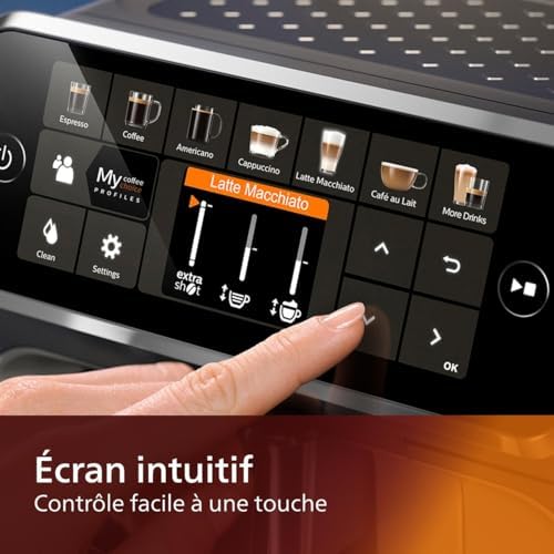 2026 Philips Machine à Expresso Entièrement Automatique 5500 Series–20 Boissons Chaudes et Glacées, Carafe LatteGo Facile à Nettoyer, SilentBrew 40% Plus Silencieuse, QuickStart, Noir et Argent (EP5546/70) : Cuisine et Maison
