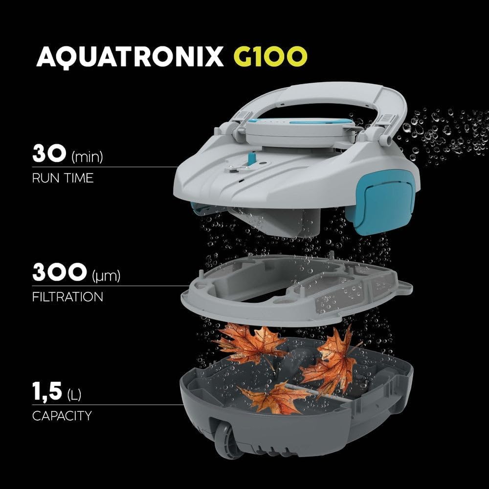 2026 Bestway Robot aspirateur de Piscine Automatique AquaTronix G100-27 cm x 24,4 cm x 15,5 cm - Gris/Vert