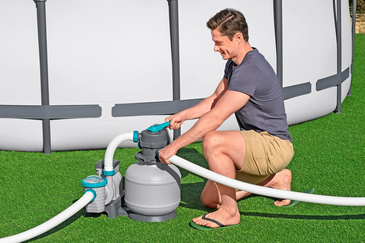 2026 Bestway Pompe de Filtration à Sable pour Piscine Hors Sol 8 327 L - 55,5 cm x 44 cm x 60 cm - Gris/Vert