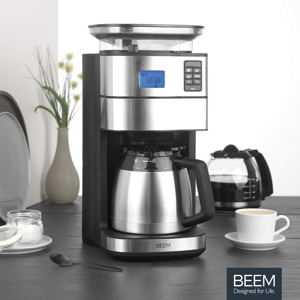 2026 BEEM FRESH-AROMA-PERFECT II Filterkaffeemaschine mit Mahlwerk - Thermo | Edelstahl | Thermokanne | 24h-Timer | 1000 W | 180 g Bohnenbehälter