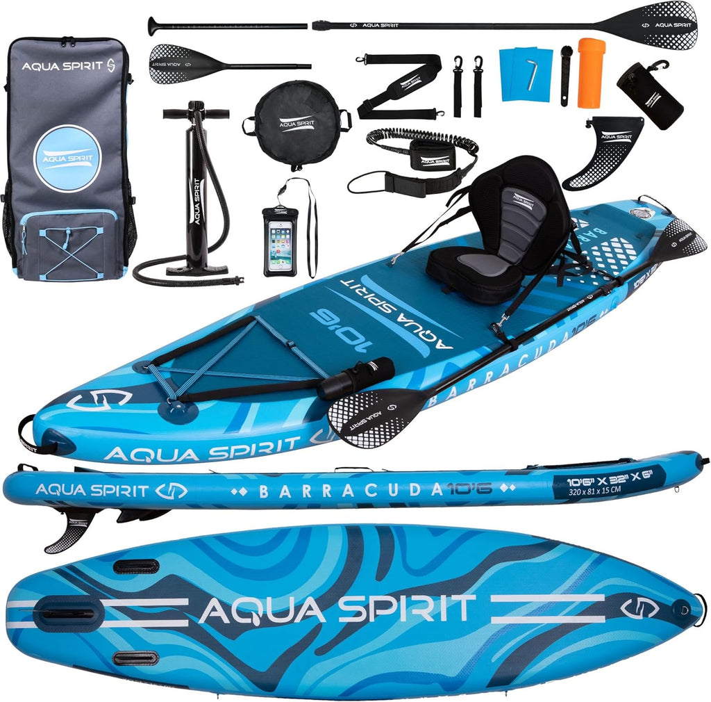 2026 Aqua Spirit Sup Planche à pagaie Gonflable Stand Up 2023 3 m / 10 m / 10 m / 10/12 pi 6/15 pi / 18 po Kit Complet de Conversion de Kayak avec pagaie, Sac à Dos, Pompe et Autres Accessoires